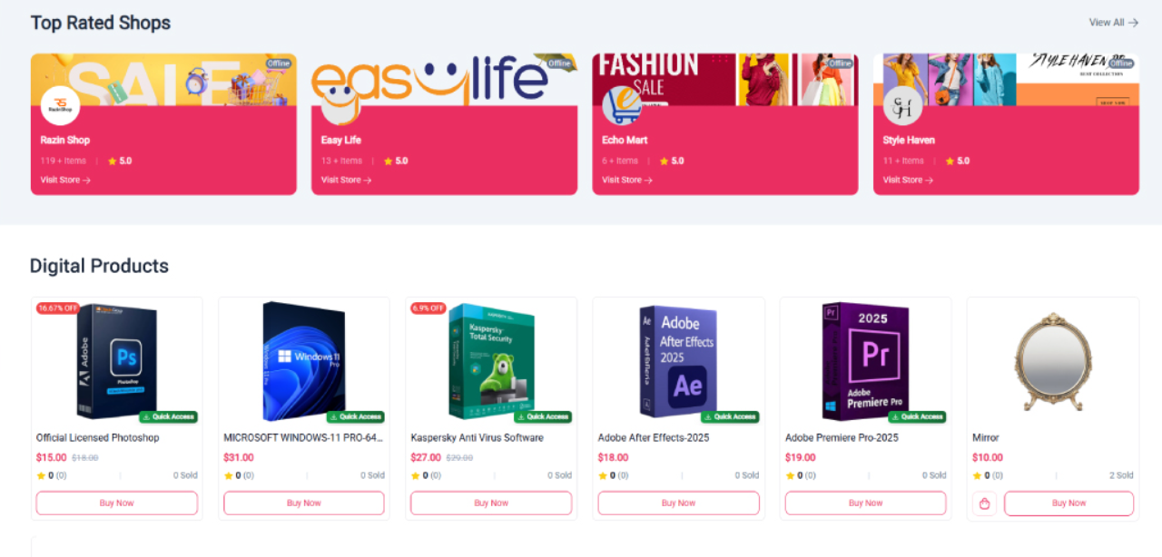 Fashion mobile app screen